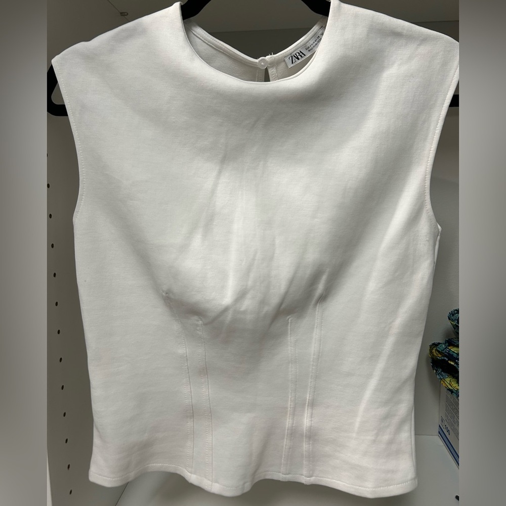 Zara white tank fitted top